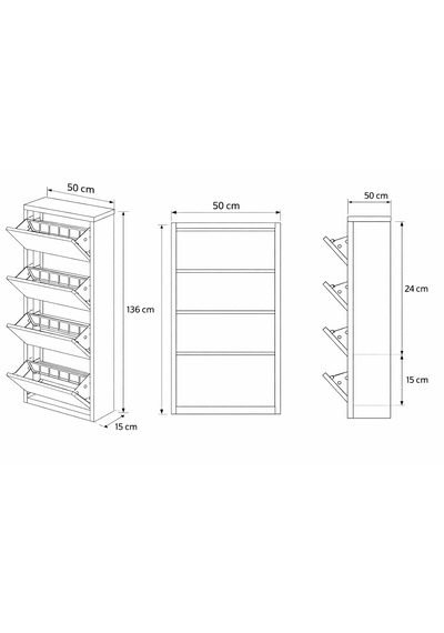 Avenza Living Kilitli 4 Kapaklı Metal Ayakkabılık - Beyaz Antrasit