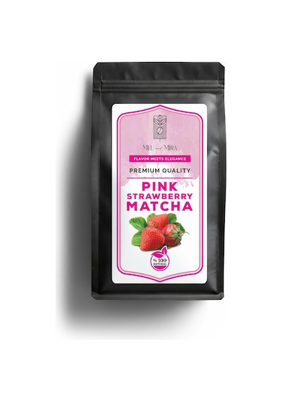 Pink Strawberry Matcha Powder 50g, Çilek Aromalı Pembe Spirulina Superfood Matcha Tozu