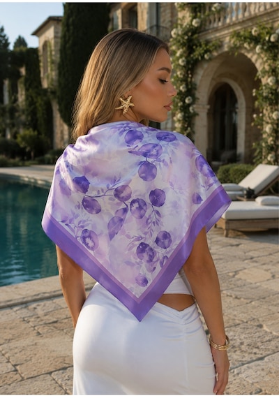 Tarzını Seç Lavanta Desenli Fular / Bandana 70x70 Cm