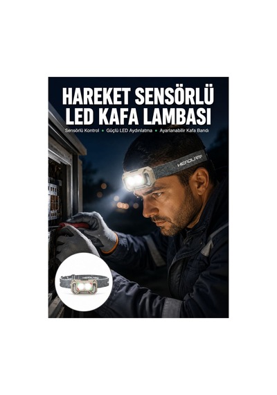 Şarjlı Wave Sensörlü Led Kafa Feneri Outdoor Kullanım Yeni Nesil Siyah