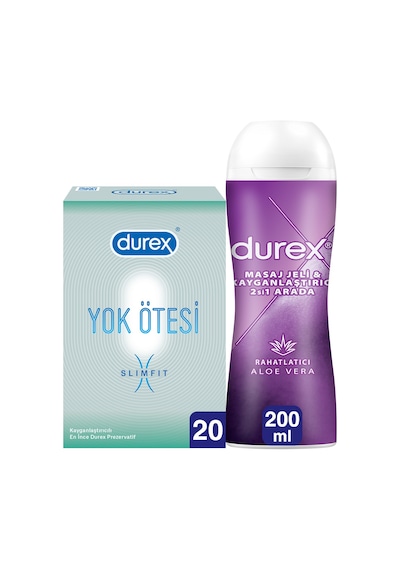 Durex Yok Ötesi Slim Fit İnce Prezervatif 20'li + Aloe Vera Kayganlaştırıcı Jel 200 ML