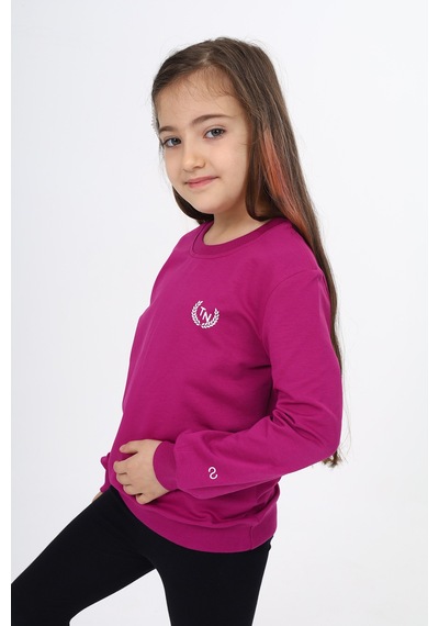 Toontoy Kız Çocuk Göğüsü Tn Baskılı Sweatshirt Mürdüm