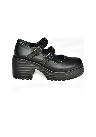 Fox Shoes R996055009 Siyah Kalın Topuklu Kadın Ayakkabı Siyah