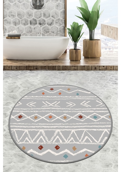 Ballocco Çap Banyo Halısı Djt 120x120 cm, Banyo Halısı , Banyo paspası yıkanabilir Çok Renkli