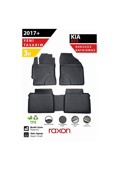 Kia Rio 2017+ 3d Havuzlu Paspas 5 Parça Tam Uyumlu, Su Geçirmez