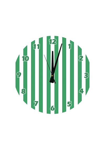 Ti-play Yeşil Beyaz Çizgiler 30x30cm Akrilik Dekoratif Modern Duvar Saati ÇOk Renkli