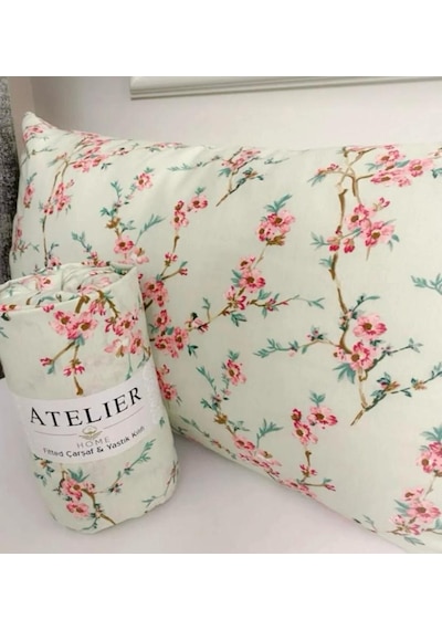 Nurlatex Çiçekli Battal Boy Lastikli Çarşaf Seti Pembe - Yeşil