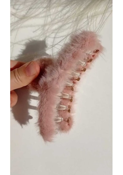 Peluş Yumuşak Tüylü Mandal Toka Somon