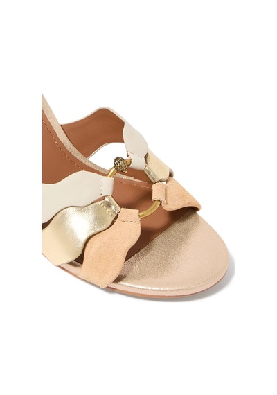 Kurt Geiger Sun Wave %100 Deri Lüks Tasarın Kadın Sandalet Gold