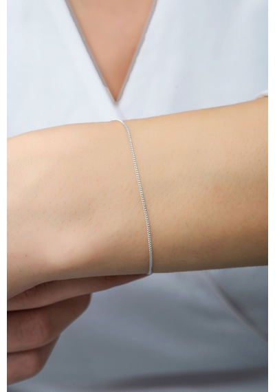 Azuris Silver Azuris Silver 925k Gümüş 1 Mm Gurmet Zincir Bileklik Gümüş