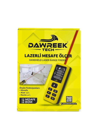 Dawreek Mesafe Ölçer E40 Yellow 80 Metre Dijital El Tipi Mesafe Ölçüm Cihazı