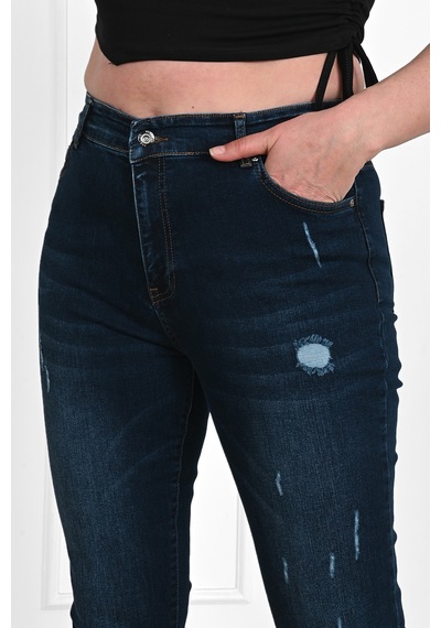 Kadın Büyük Beden Lacivert Jean Pantolon 6177-23