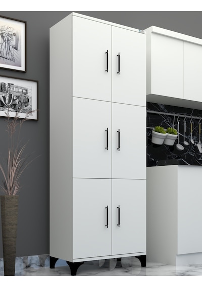 Buzkan Mobilya % 100 Mdf lam Çok Amaçlı 6 Kapaklı Dolap Genişlik 71 cm 6 kapak Frenli
