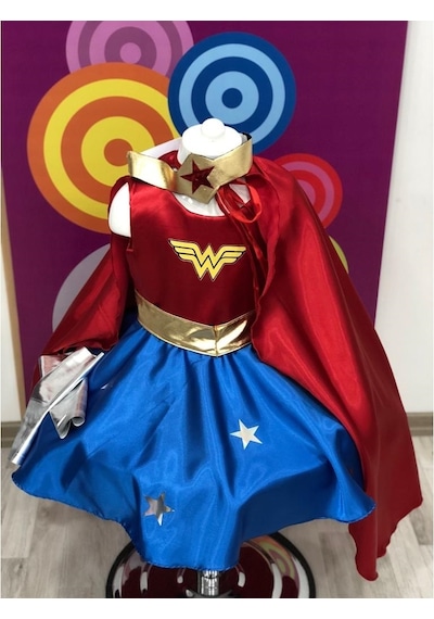 Wonder Woman Baskılı Kız Çocuk Doğumgünü&Parti Kostümü