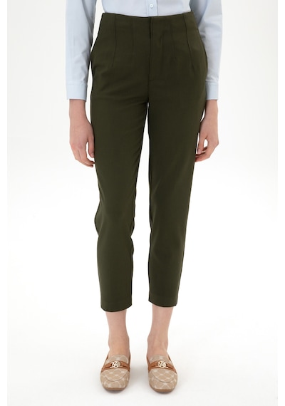 U.S. Polo Assn. Kadın Haki Carrot High Waist Fit Kanvas Pantolon 50318108-VR027