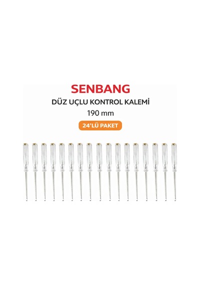 Senbang Düz Uçlu Kontrol Kalemi 190 Mm Elektrik Test Kalemi 24 Lü Set
