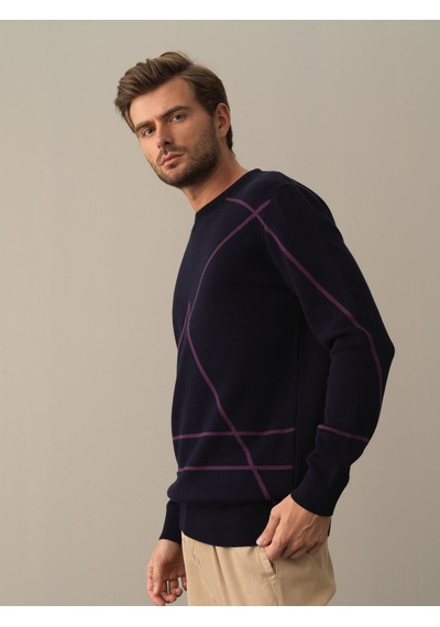 Xint Lacivert Regular Fit Bisiklet Yaka Pamuklu Kazak 801668