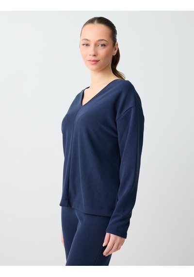 Jimmy Key Jimmy Key Lacivert V Yaka Uzun Kollu Modal Örme Sweatshirt 6sw235555494