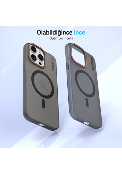 Apple iPhone 15 Pro Max Magsafe Uyumlu Mat Sert Klein Kılıf Siyah