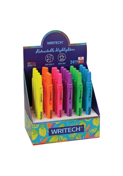 Wrıtech W-805s Basmalı Fosforlu Kalem Neon 6 Renk - 24'lü Set