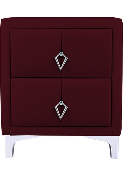 Harmony Silver Iki Çekmeceli Komodin- Yatak Odası Kumaş Döşemeli 2 Kapaklı Komodin Modeli Bordo Harmony Silver Iki Çekmeceli Komodin- Yatak Odası Kumaş Döşemeli 2 Kapaklı Komodin Modeli Bordo