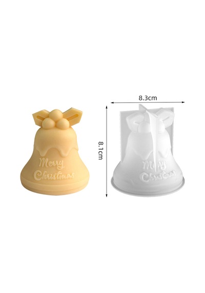 Silikon Kalıp Dekoratif Yılbaşı Zil Çan Noel Dekorasyon Mum Kalıbı 8.3x8.1 Cm Çok Renkli