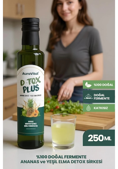 Doğal Fermantasyon D-tox Plus Ananas Ve Yeşil Elma Sirkesi 250 Ml