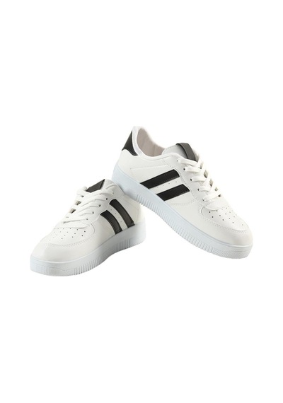 Unisex Bağcıklı Günlükspor Sneaker Ayakkabı Beyaz - Siyah-beyaz - Siyah Beyaz - Siyah