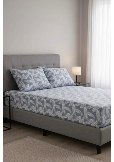 Üntaş Life Mavi Tüy 160x200 Çift Kişilik Lastikli Çarşaf+2 Adet Yastık Kılıfı Ecmavitüy160