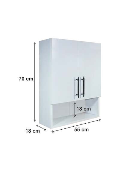 2 Kapaklı Banyo Dolabı, Çok Amaçlı Dolap, Banyo Ecza Dolabı ,beyaz, Asudehome Beyaz