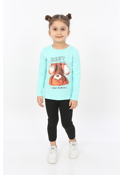Toontoy Kids Toontoy Kız Çocuk Best Mood Ayıcık Baskılı Tişört Mint Yeşili