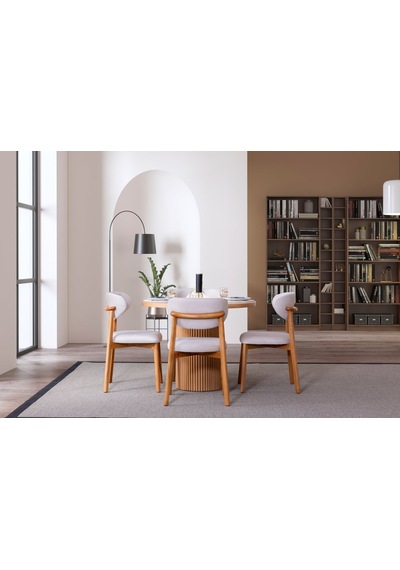 Luxor İskandinav Natural Ahşap Masa Sandalye Takımı 100x100 Natural