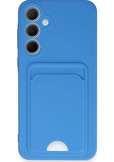 Newface Samsung Galaxy A35 5g Kılıf Kelvin Kartvizitli Silikon - Mavi