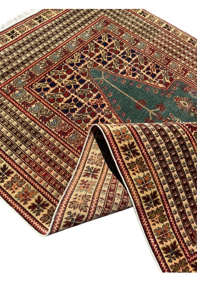 El Dokuma Sıfır Bünyan Halısı Seccade 118x185 Su Yeşili Namazlık