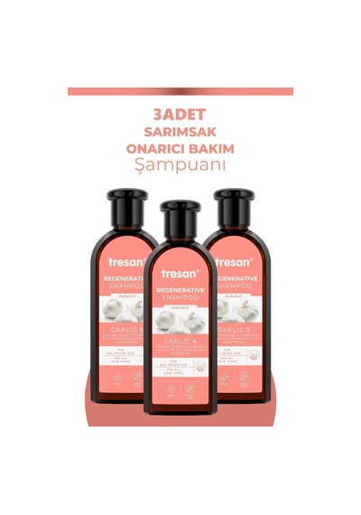 Tresan Sarımsak Onarıcı Şampuan 300 Ml 3 Adet Tüm Saçlar