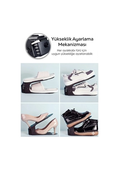 Ayakkabı Düzenleyici Rampası 10 Adet I Ayakkabılık İçi Yerden Tasarruf Sağlayan Ayakkabı Rafı Siyah - 798171235 Siyah
