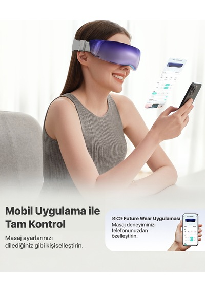 Ks700-e Akıllı Göz Masaj Aleti / Robotu Soğuk Kompress Mobil App, Isı Terapisi & Termoterapi Mor-lacivert