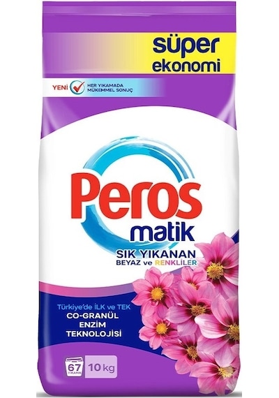 Peros Matik Toz Çamaşır Deterjanı 30kg Yıldız Çiçeği Beyaz-renkli