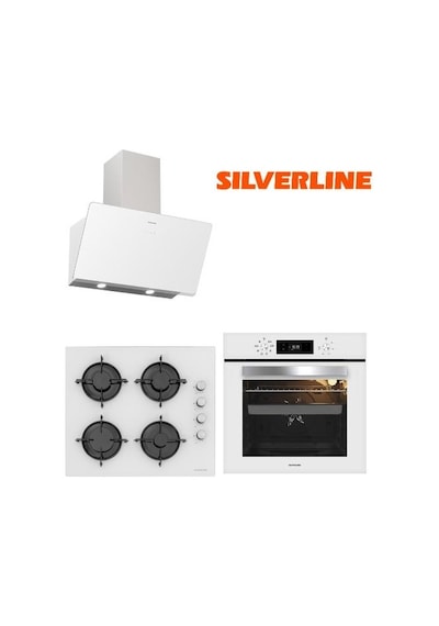 Silverline BO65E4W01 - CS5349W01 - 3457 Beyaz Cam Ankastre Set