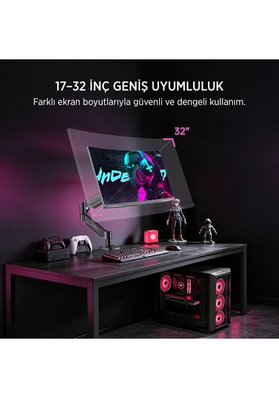 James Donkey Mr20 17 -32 Amortisörlü Tekli Monitör Standı Siyah