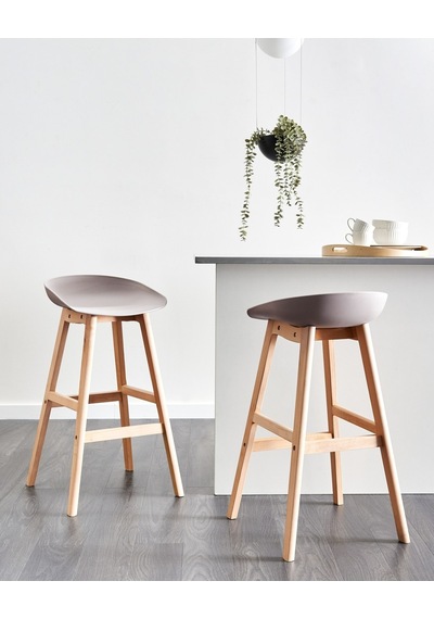 Beliani Belıanı Mıcco 2 Li Bar Sandalyesi Seti, Iskandinav Tarzı, 72 Cm Oturma Yüksekliği, Minimalist Tasarım Bej