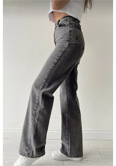 2020 Kadın Likrasız Palazzo Jeans Kot Denim Pantolon Füme 2020 Kadın Likrasız Palazzo Jeans Kot Denim Pantolon Füme