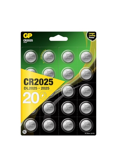 Batteries Cr2025 2025 Boy Lityum Düğme Pil, 3 Volt, 20'li Kart, Gri