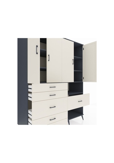 Kronos Gardrop 7 Raflı 6 Çekmeceli 4 Kapaklı 176x59x221 Antrasit-aytaşı Aytaşı Kronos Gardrop 7 Raflı 6 Çekmeceli 4 Kapaklı 176x59x221 Antrasit-aytaşı Aytaşı