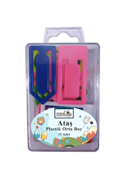 Plastik Ataş Orta Boy 4 cm 15 li 1 Paket Plastik Ataç Kalp Yıldız Dikdörtgen Şekilli Ataç 1 Paket