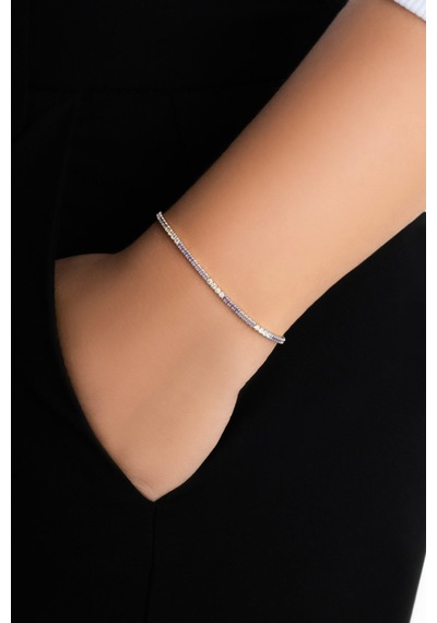 Gökkuşağı Dansı 18 Ayar Beyaz Altın Kaplama 19 Cm Su Yolu Bileklik 56472380