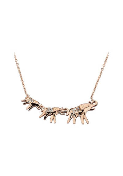 925 Ayar Gümüş Rose Iyi Şans Sembolü Sıra Filler Kolye - 23177801 Rose Gold