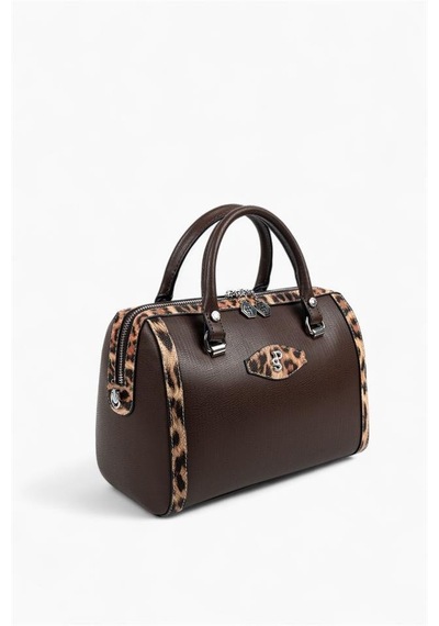 Silver Polo Sp1091 Kadın El Çantası Düz Kahve-leopar Taba