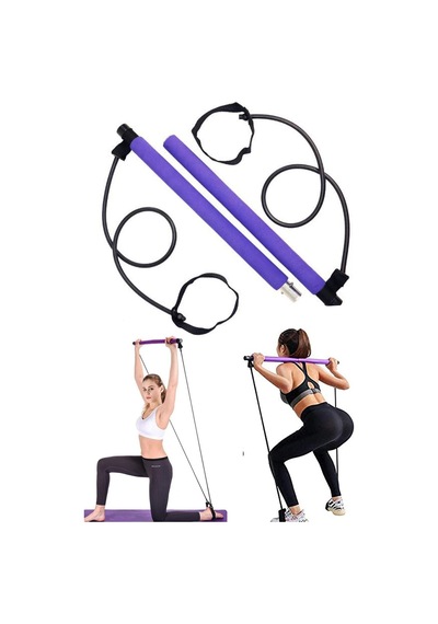 Portable Pilates Studio Jimnastik Egzersiz Çubuğu Pilates Direnç Lastiği Karışık