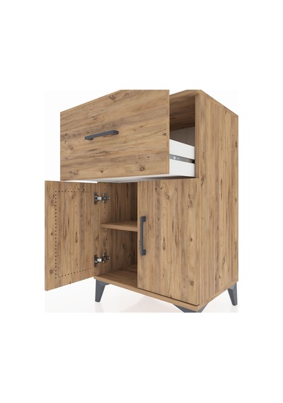 Hyperion Komodin Tek Raflı Tek Çekmeceli 2 Kapaklı 60x44x96 Ç... Çam